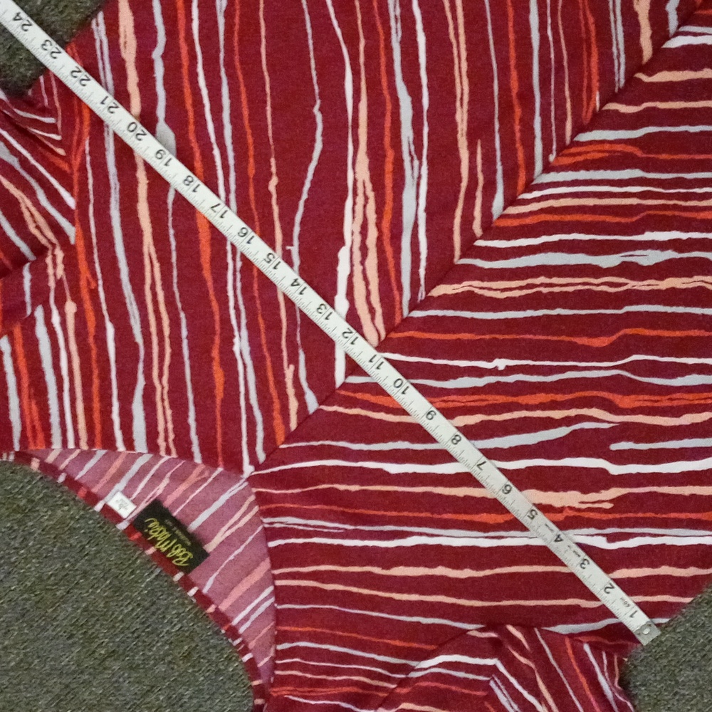 💋Bob Mackie💋 - Red/White Stripe Stretch Knit Tunic Top - Picture 10 of 11